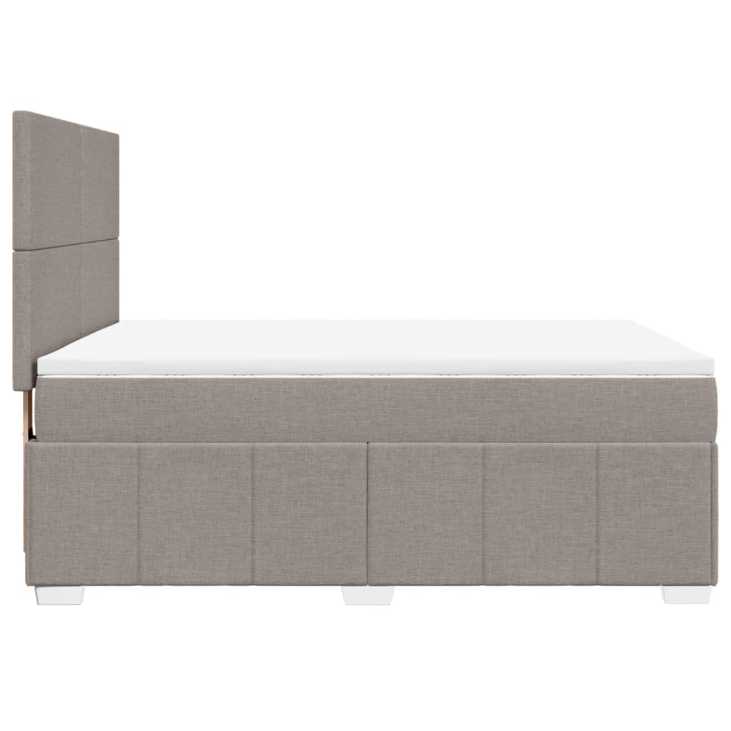 vidaXL Łóżko kontynentalne z materacem, taupe, tkanina, 160x200 cm