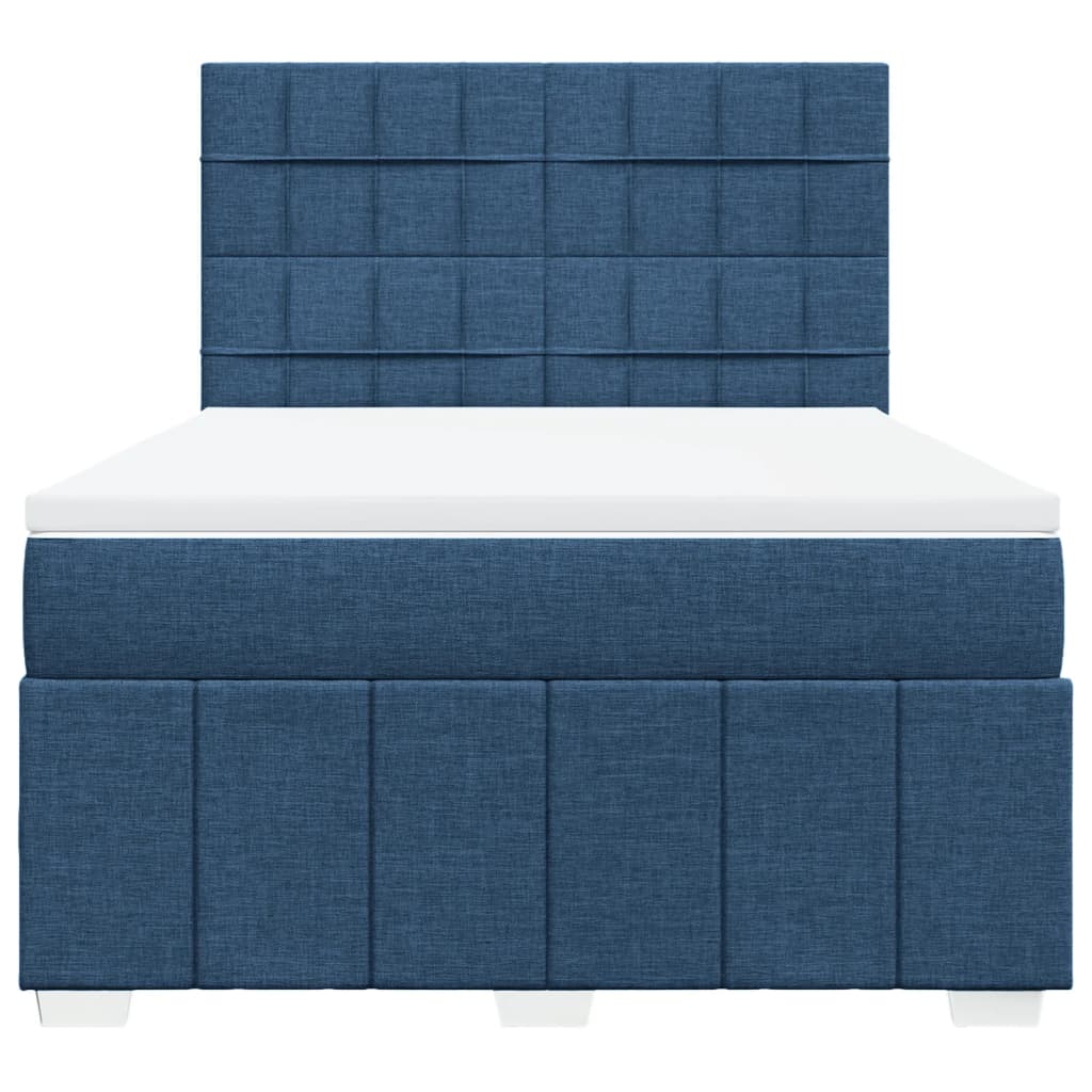 vidaXL Łóżko kontynentalne z materacem, niebieskie, tkanina, 160x200cm