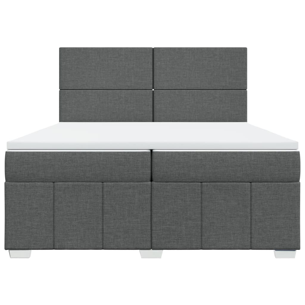 vidaXL Łóżko kontynentalne z materacem, ciemnoszara tkanina 200x200 cm