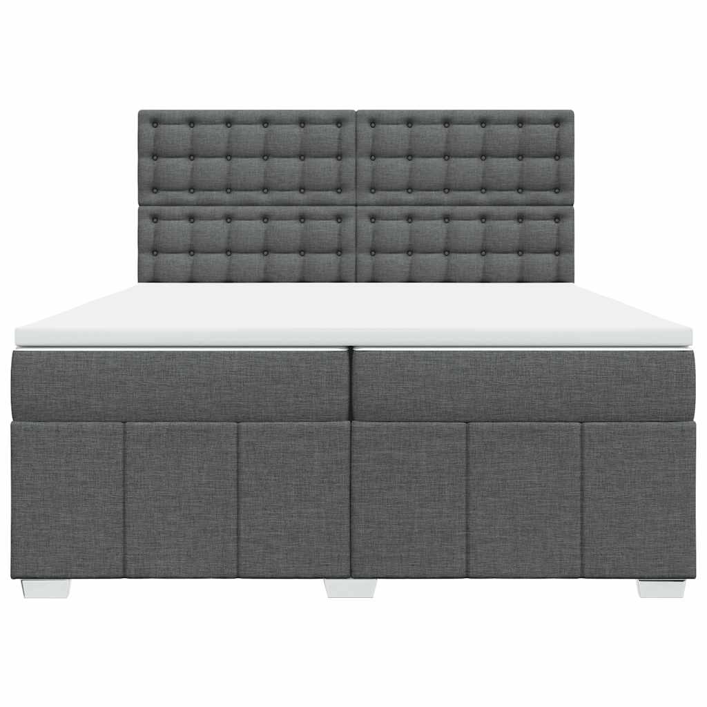 vidaXL Łóżko kontynentalne z materacem, ciemnoszara tkanina 200x200 cm