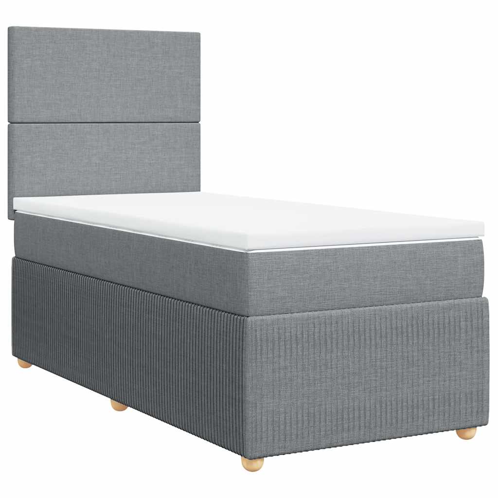vidaXL Łóżko kontynentalne z materacem, jasnoszare, tkanina, 80x200 cm