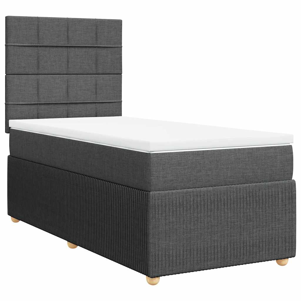 vidaXL Łóżko kontynentalne z materacem, ciemnoszara tkanina 80x200 cm