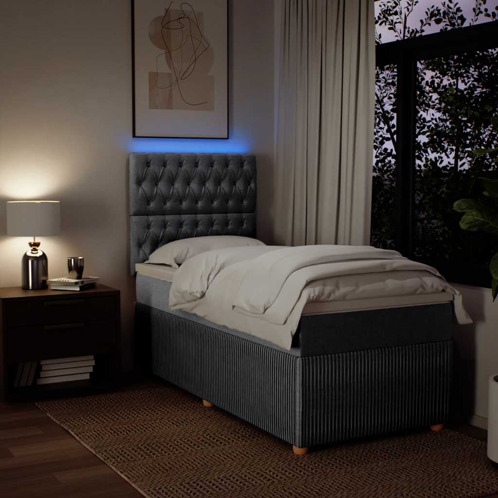 vidaXL Łóżko kontynentalne z materacem, jasnoszare, tkanina, 80x200 cm