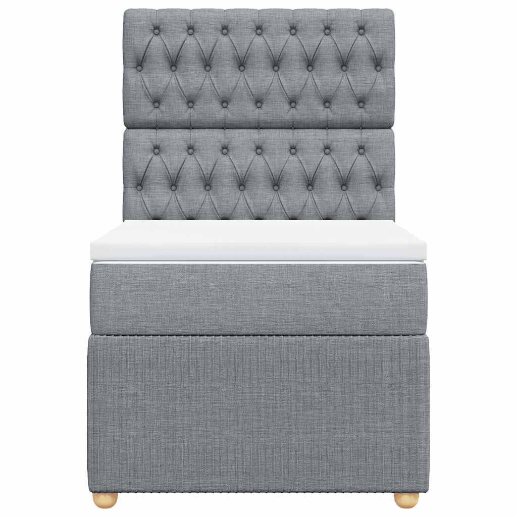 vidaXL Łóżko kontynentalne z materacem, jasnoszare, tkanina, 80x200 cm