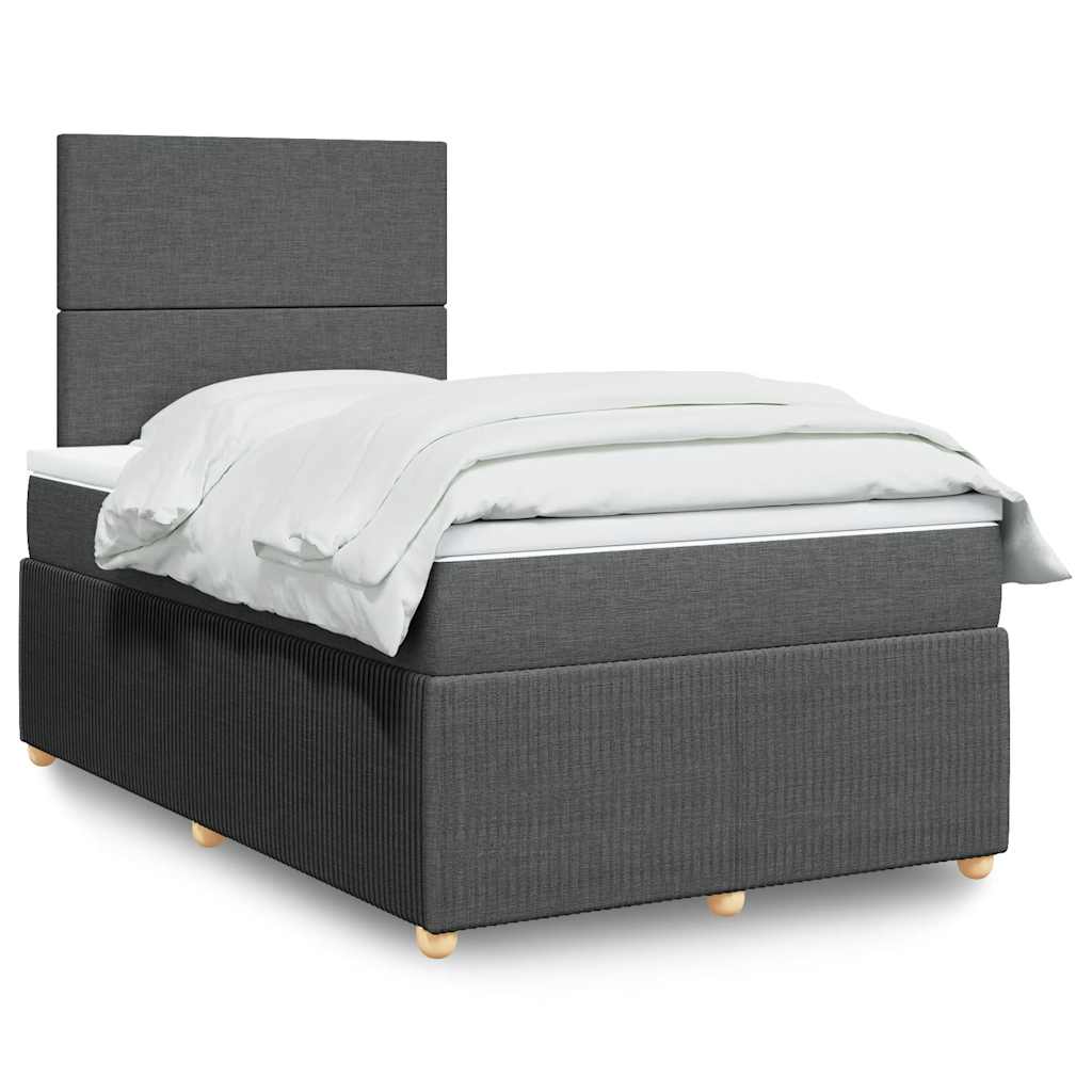 vidaXL Łóżko kontynentalne z materacem, ciemnoszare, 120x190cm tkanina