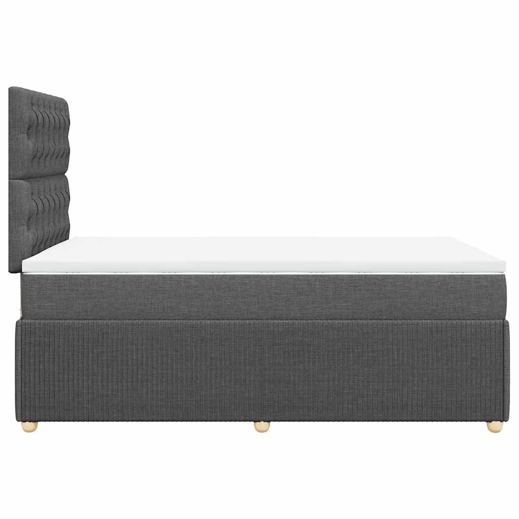vidaXL Łóżko kontynentalne z materacem, ciemnoszare, 120x190cm tkanina