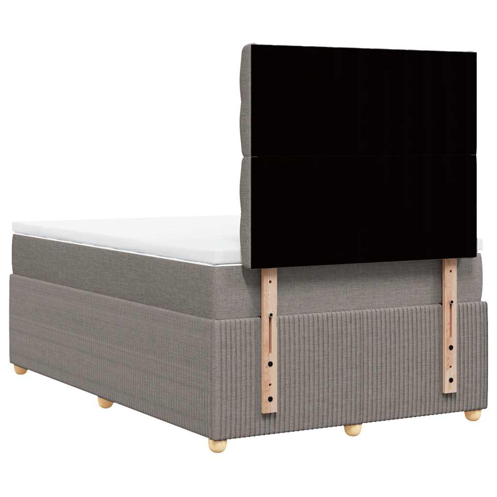 vidaXL Łóżko kontynentalne z materacem, taupe, 120x190 cm, tkanina