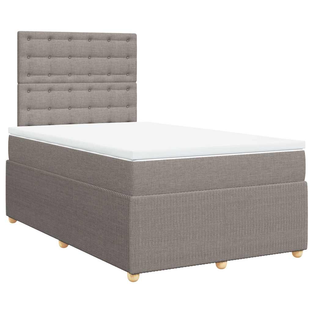 vidaXL Łóżko kontynentalne z materacem, taupe, 120x190 cm, tkanina