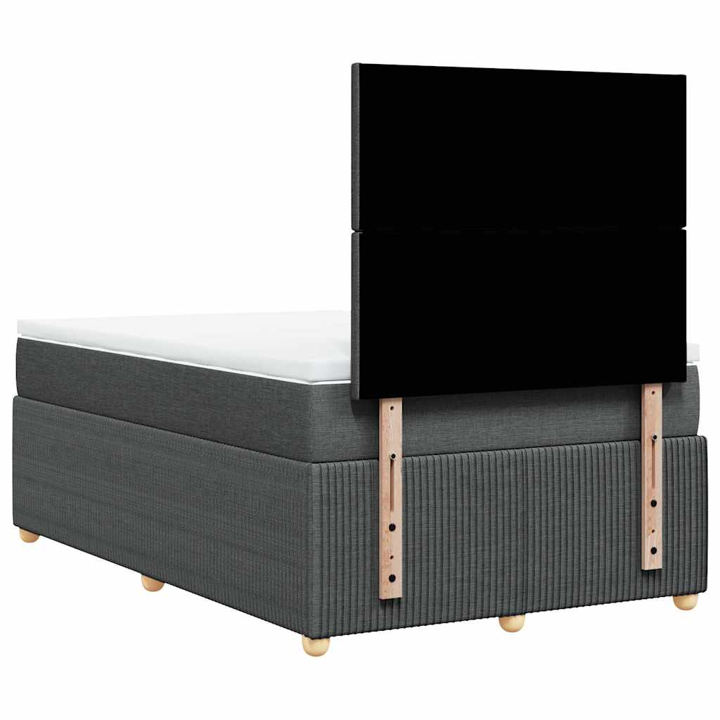 vidaXL Łóżko kontynentalne z materacem, ciemnoszara tkanina 120x200 cm