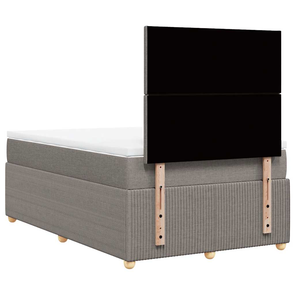 vidaXL Łóżko kontynentalne z materacem, taupe, tkanina, 120x200 cm