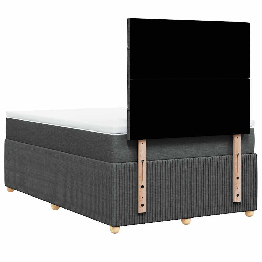 vidaXL Łóżko kontynentalne z materacem, ciemnoszara tkanina 120x200 cm