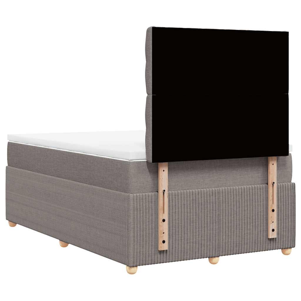 vidaXL Łóżko kontynentalne z materacem, taupe, tkanina, 120x200 cm