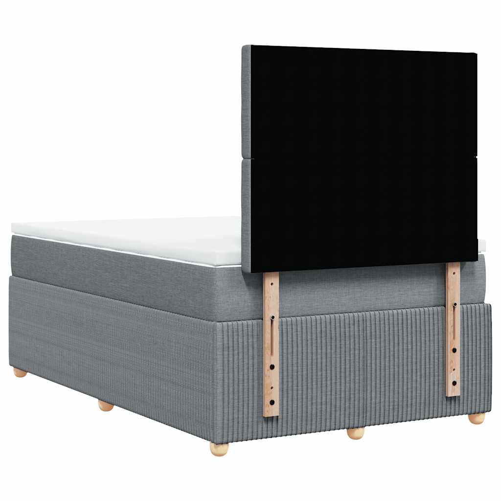 vidaXL Łóżko kontynentalne z materacem, jasnoszare, tkanina 120x200 cm