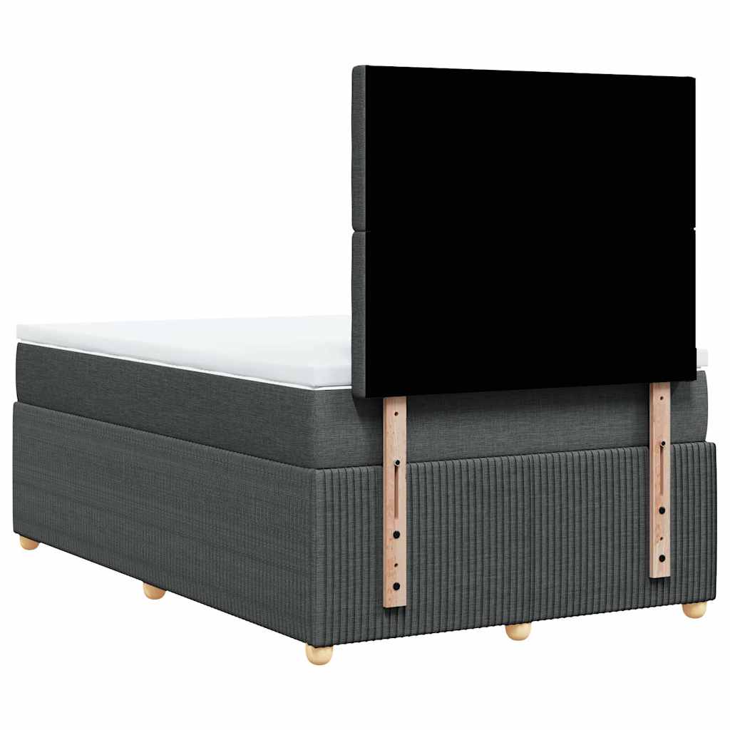 vidaXL Łóżko kontynentalne z materacem, ciemnoszara tkanina 120x200 cm