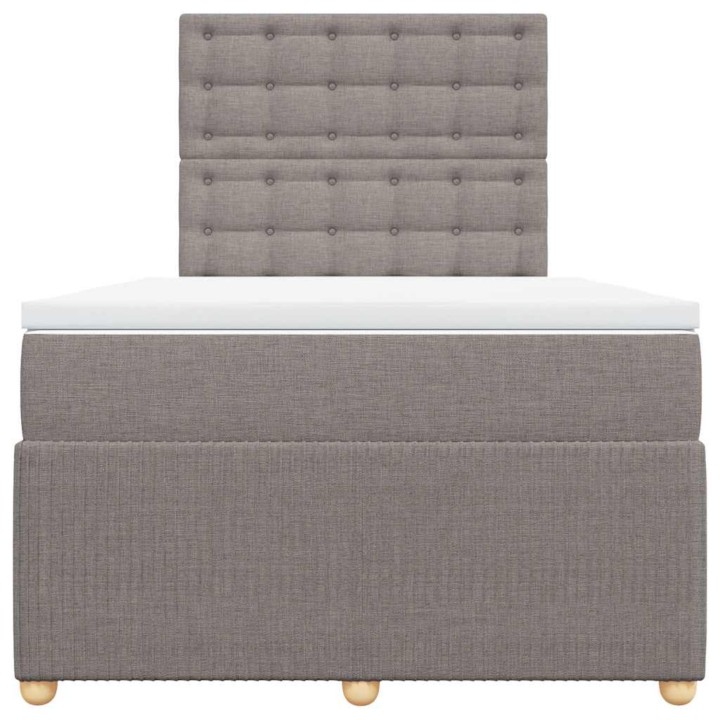 vidaXL Łóżko kontynentalne z materacem, taupe, tkanina, 120x200 cm