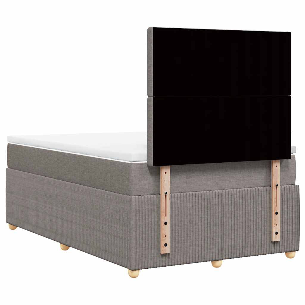 vidaXL Łóżko kontynentalne z materacem, taupe, tkanina, 120x200 cm
