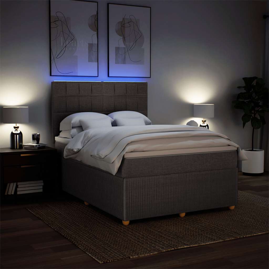 vidaXL Łóżko kontynentalne z materacem, taupe, tkanina, 140x190 cm
