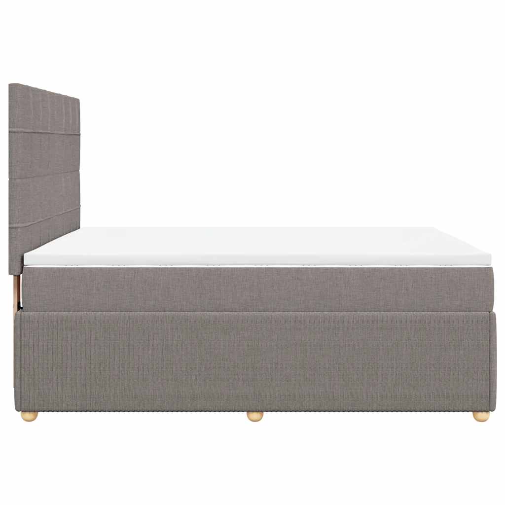 vidaXL Łóżko kontynentalne z materacem, taupe, tkanina, 140x190 cm