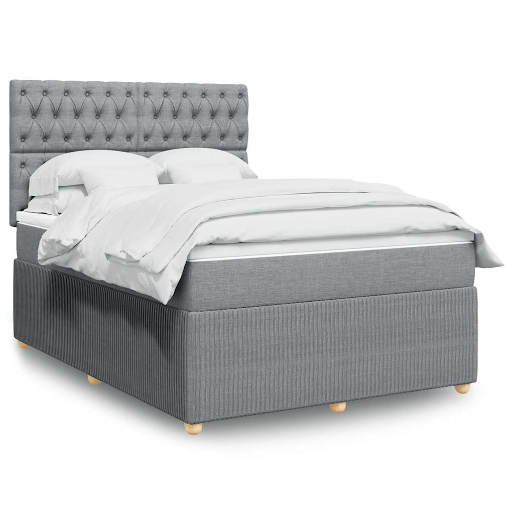 vidaXL Łóżko kontynentalne z materacem, jasnoszare, tkanina, 140x190cm