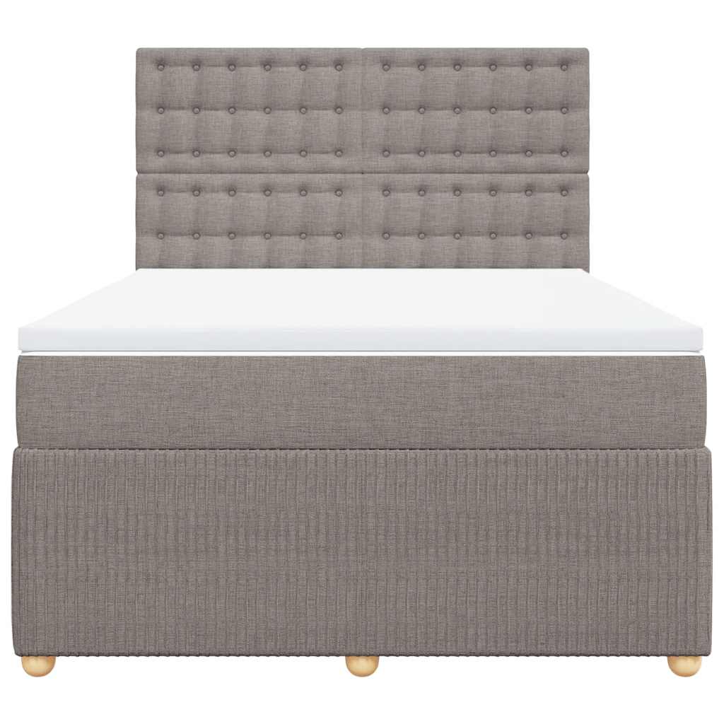 vidaXL Łóżko kontynentalne z materacem, taupe, tkanina, 140x190 cm