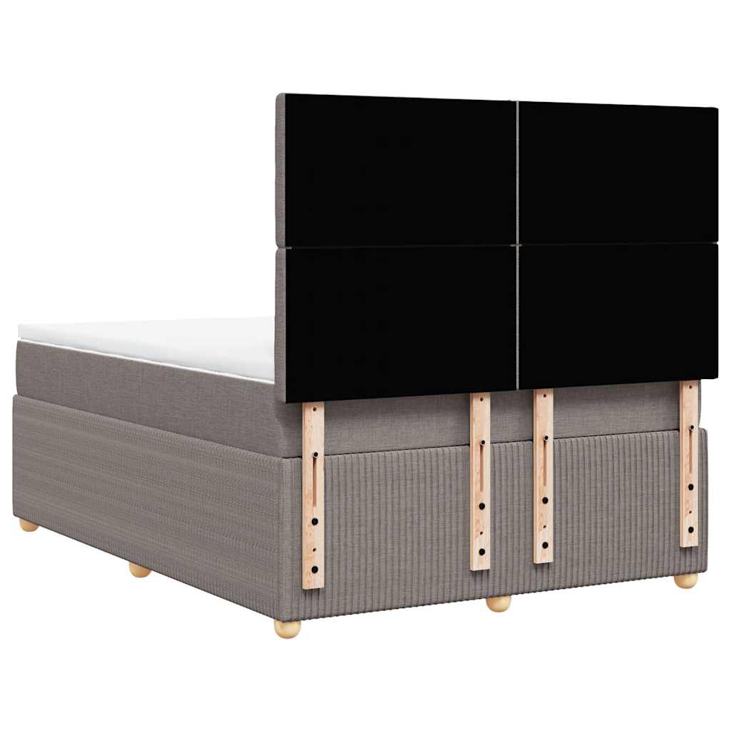 vidaXL Łóżko kontynentalne z materacem, taupe, tkanina, 140x190 cm