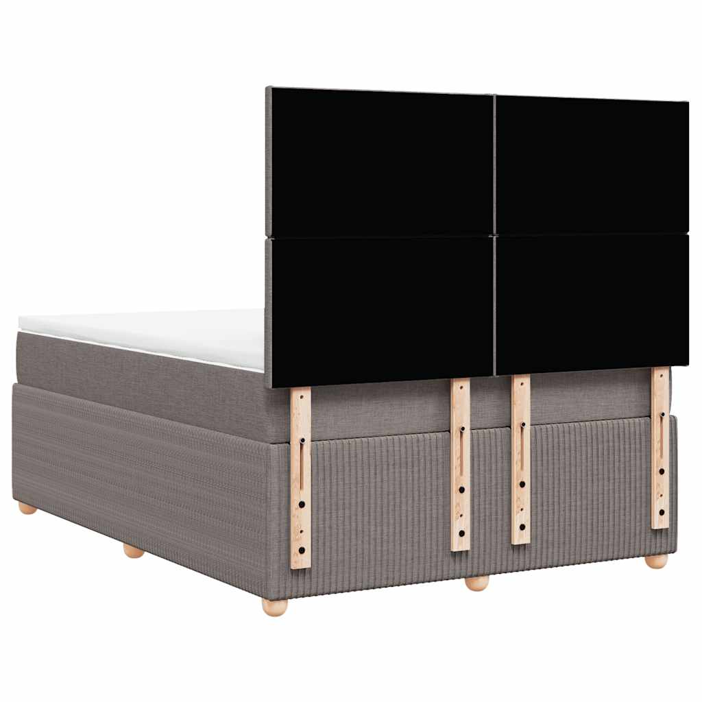 vidaXL Łóżko kontynentalne z materacem, taupe, tkanina, 160x200 cm