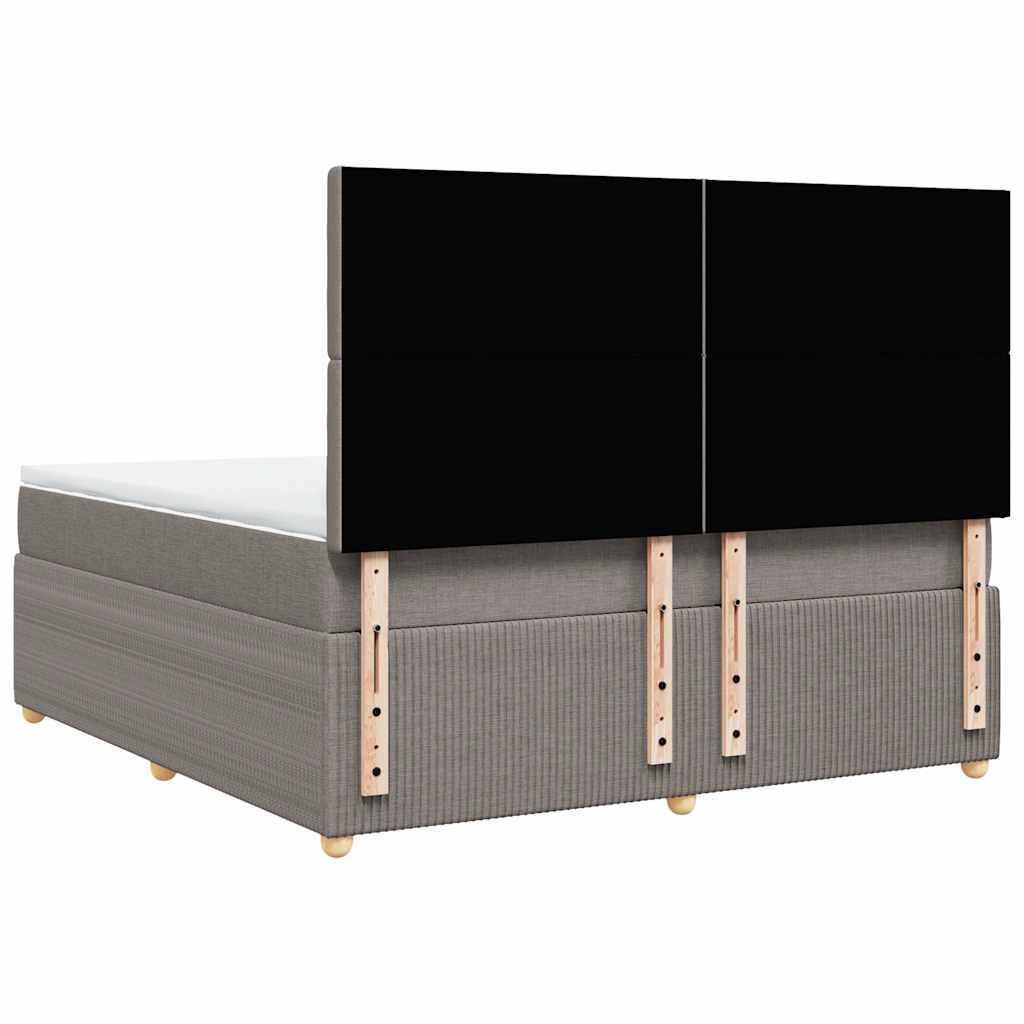 vidaXL Łóżko kontynentalne z materacem, taupe, tkanina, 180x200 cm