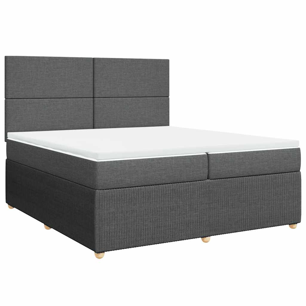 vidaXL Łóżko kontynentalne z materacem, ciemnoszara tkanina 200x200 cm