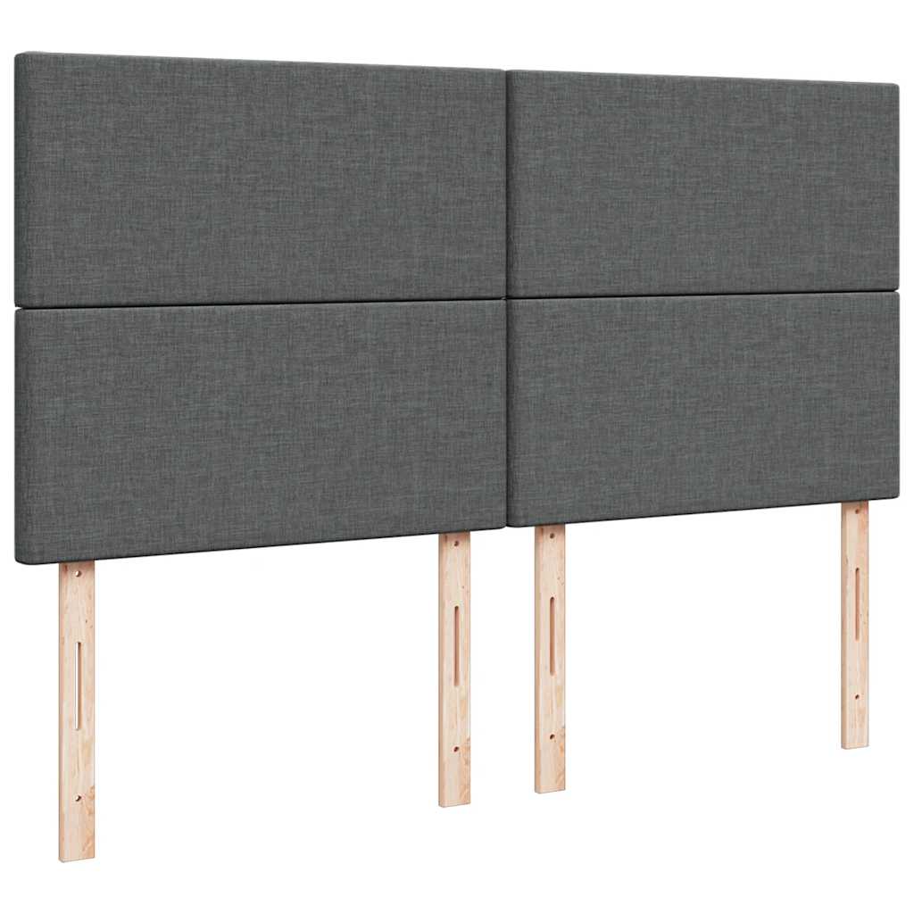 vidaXL Łóżko kontynentalne z materacem, ciemnoszara tkanina 200x200 cm