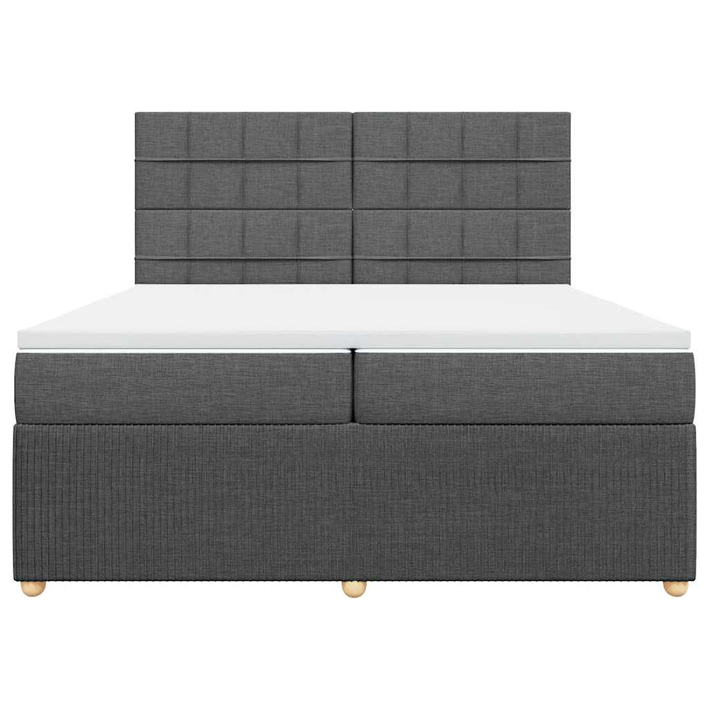 vidaXL Łóżko kontynentalne z materacem, ciemnoszara tkanina 200x200 cm
