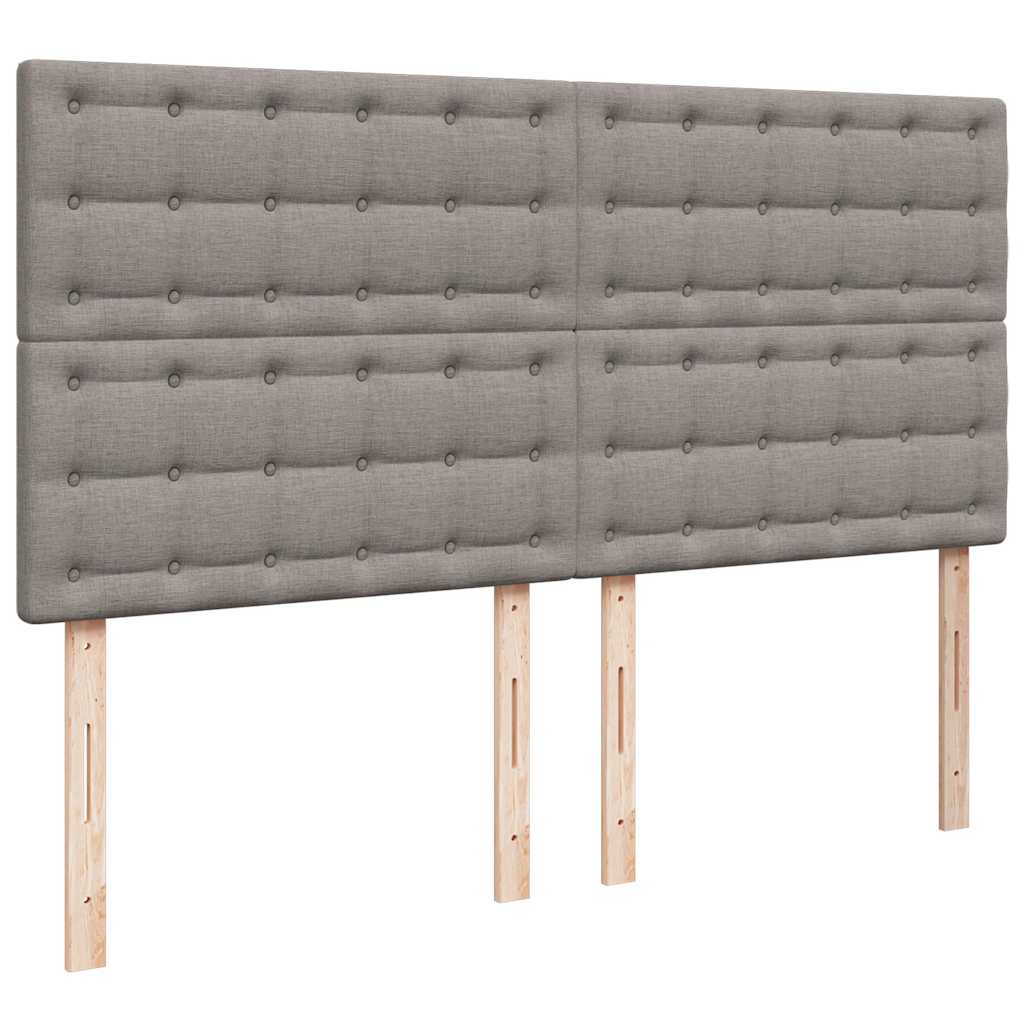 vidaXL Łóżko kontynentalne z materacem, taupe, tkanina, 200x200 cm