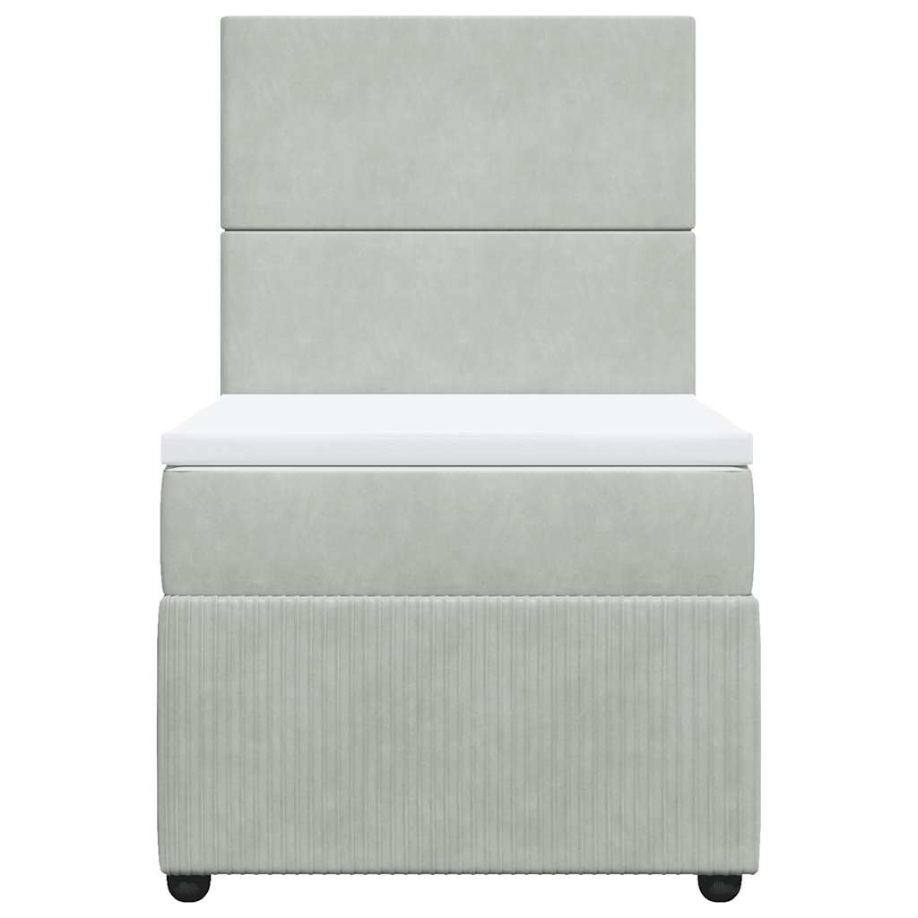 vidaXL Łóżko kontynentalne z materacem, jasnoszare, aksamit, 80x200 cm