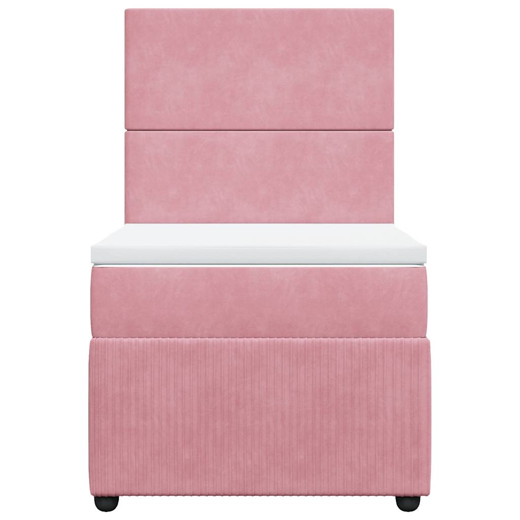 vidaXL Łóżko kontynentalne z materacem, różowe, aksamit, 90x190 cm