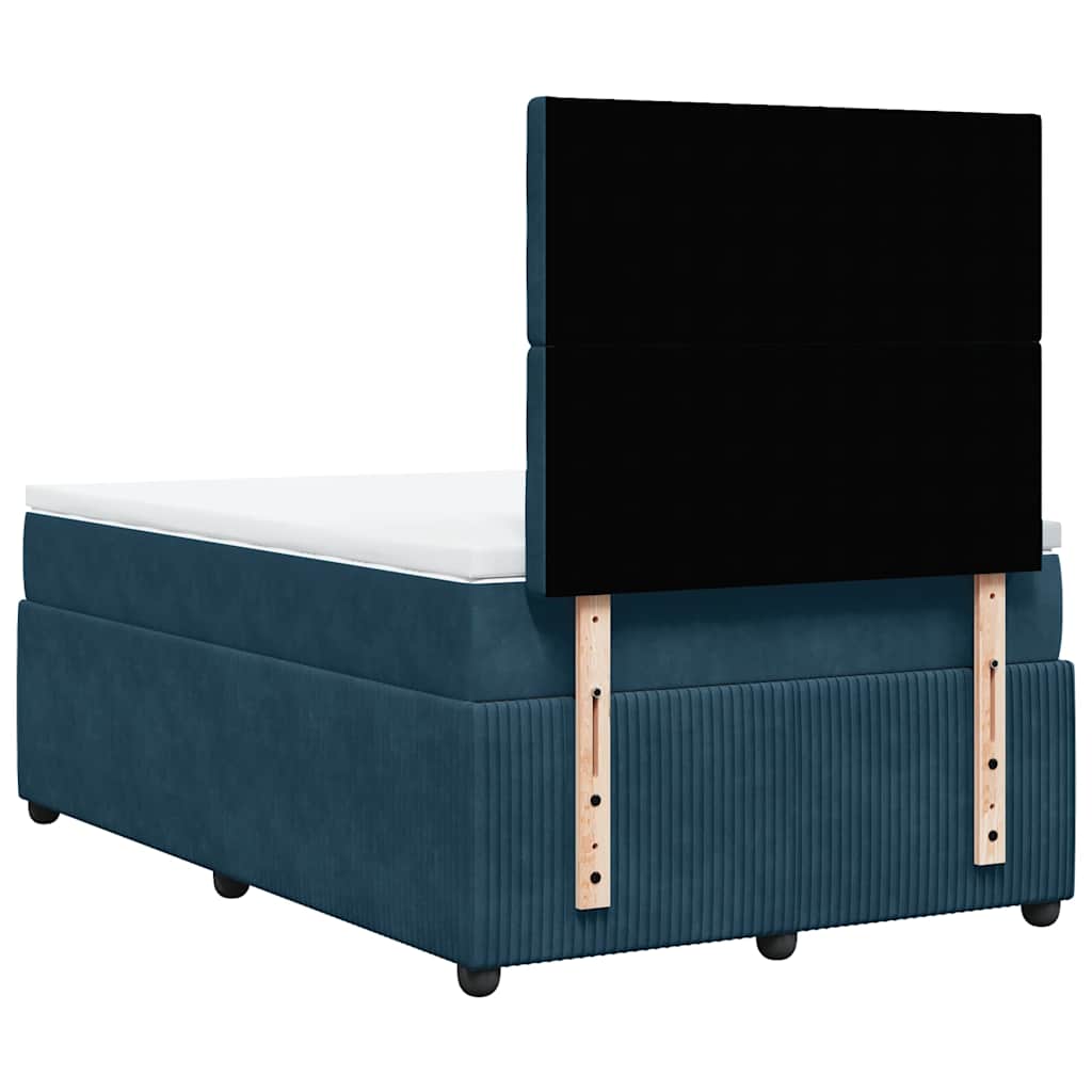vidaXL Łóżko kontynentalne z materacem, niebieskie, 120x190cm, aksamit