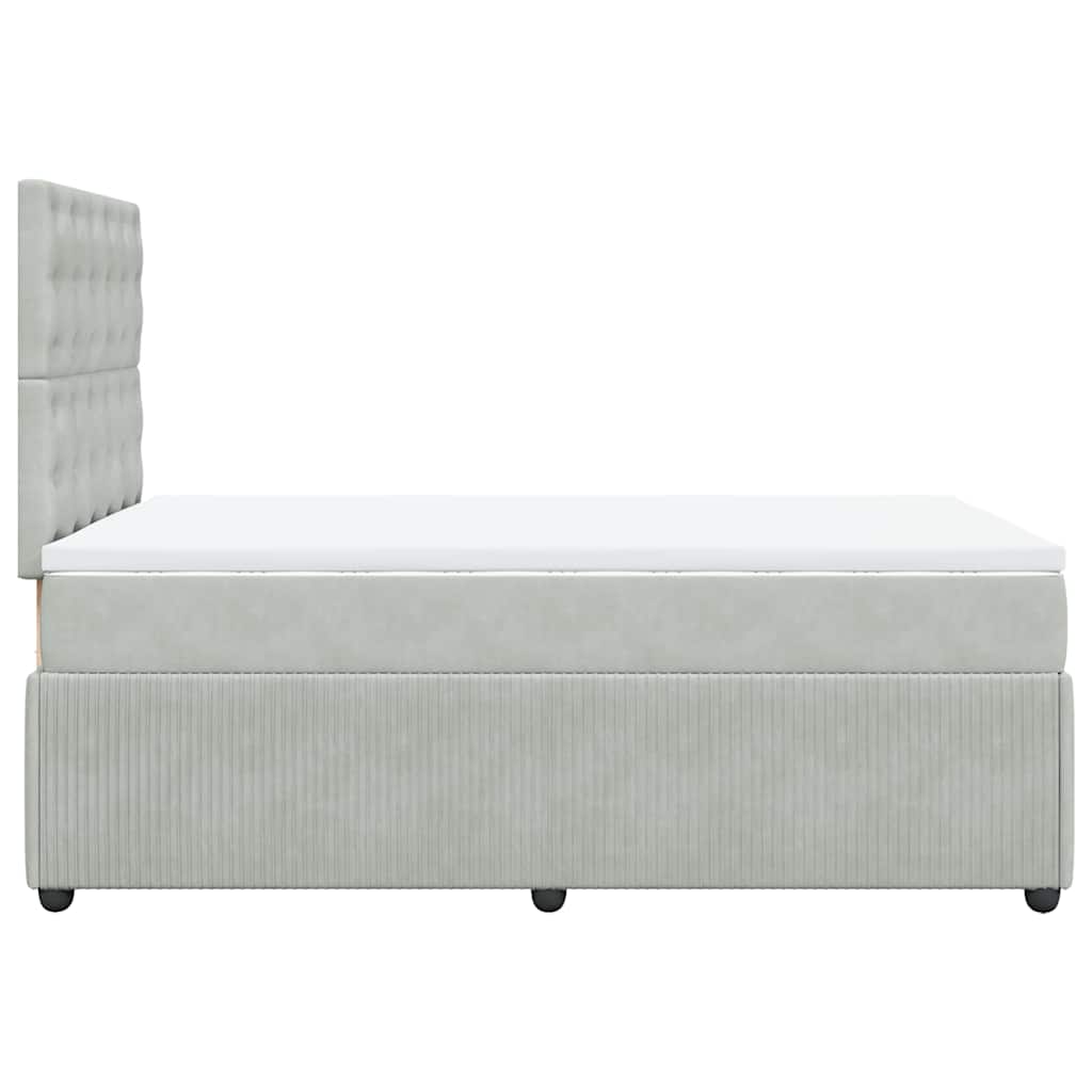 vidaXL Łóżko kontynentalne z materacem, jasnoszare, 120x200cm, aksamit