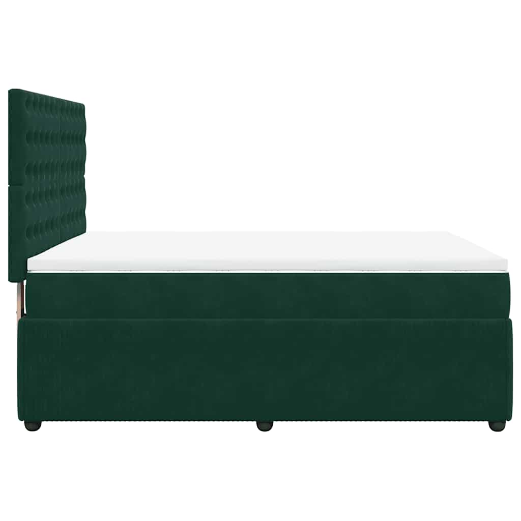vidaXL Łóżko kontynentalne z materacem, ciemnozielone, 140x200 cm