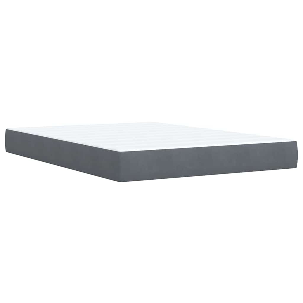 vidaXL Łóżko kontynentalne z materacem, ciemnoszare, 160x200cm aksamit