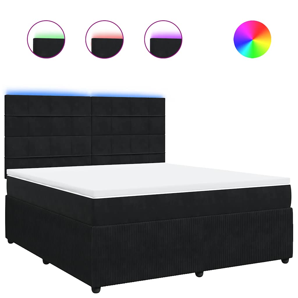 vidaXL Łóżko kontynentalne z materacem, czarne, 180x200 cm, aksamit