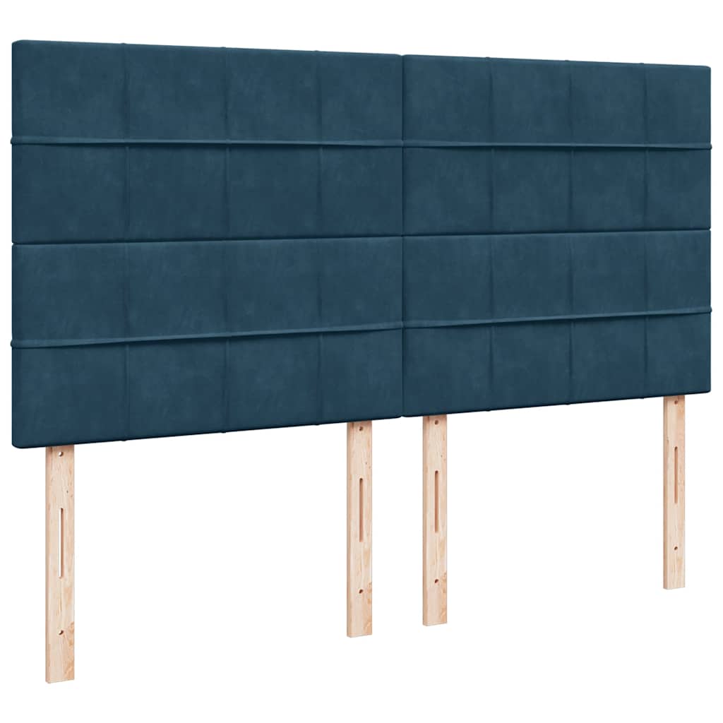 vidaXL Łóżko kontynentalne z materacem, niebieskie, 180x200cm, aksamit