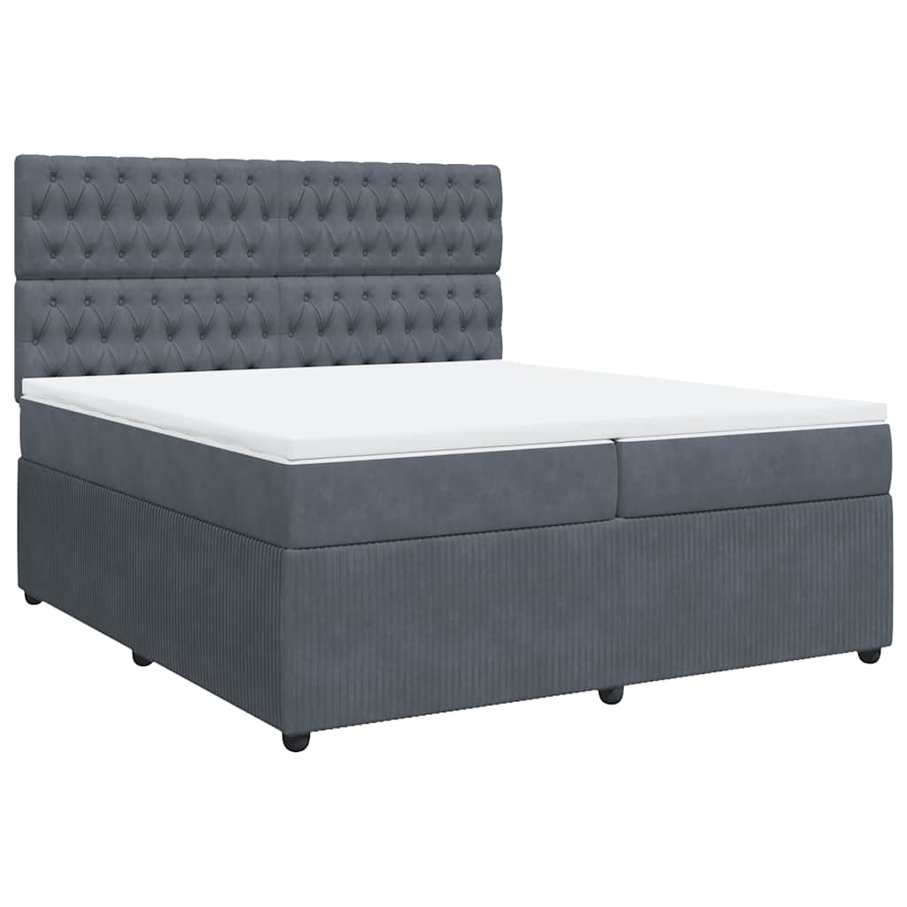 vidaXL Łóżko kontynentalne z materacem, ciemnoszary aksamit, 200x200cm