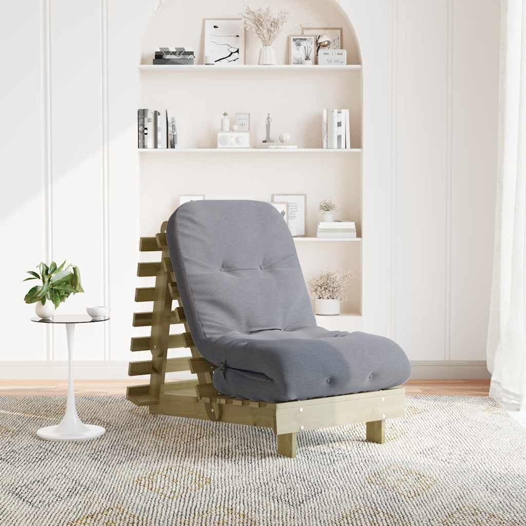 vidaXL Sofa rozkładana typu futon, z materacem, 60x206x11 cm, sosnowa
