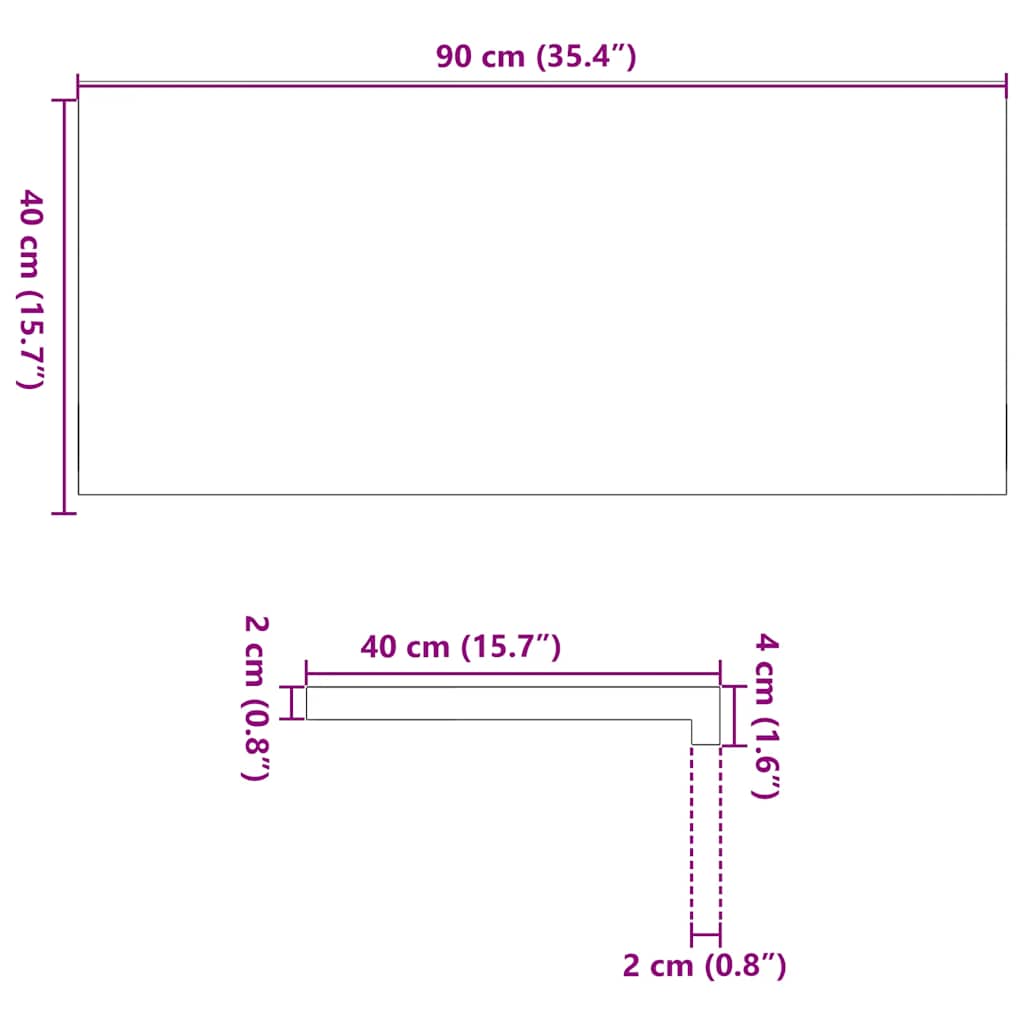 vidaXL Parapety 2 szt., surowe, 90x40x2 cm, lite drewno dębowe