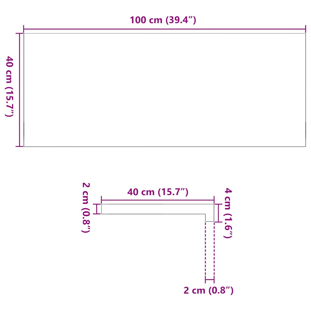 vidaXL Parapety 2 szt., surowe, 100x40x2 cm, lite drewno dębowe