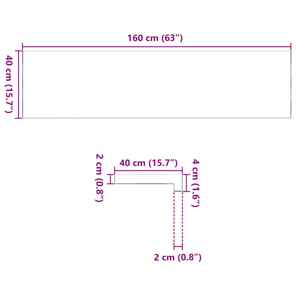 vidaXL Parapety 2 szt., surowe, 160x40x2 cm, lite drewno dębowe
