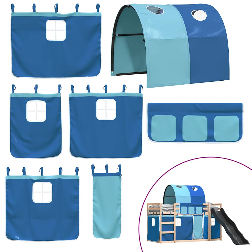 vidaXL Łóżko na antresoli, ze zjeżdżalnią i zasłonkami, 90x190 cm