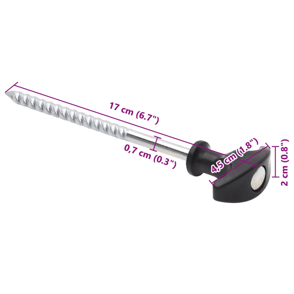 vidaXL Śledzie do namiotu, 12 szt., 17 cm, Ø7 mm, stal galwanizowana