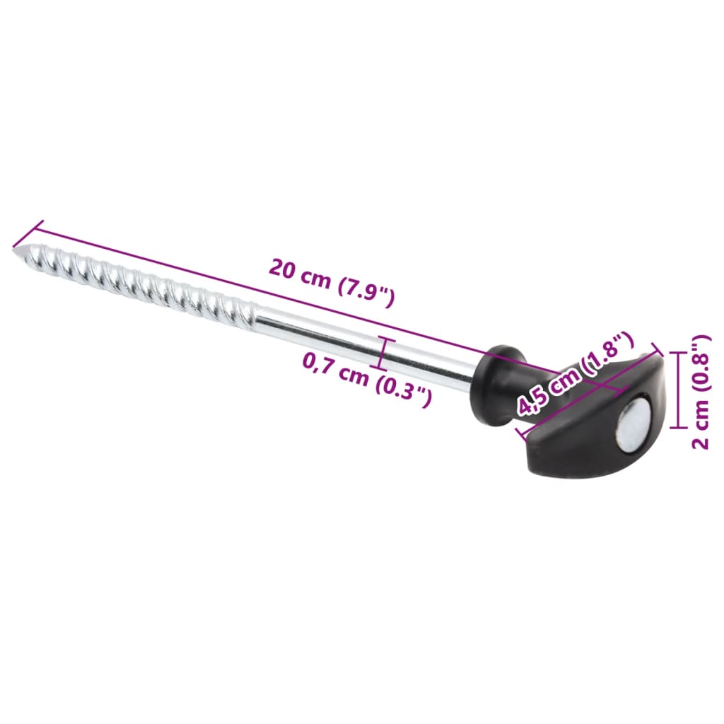 vidaXL Śledzie do namiotu, 24 szt., 20 cm, Ø7 mm, stal galwanizowana
