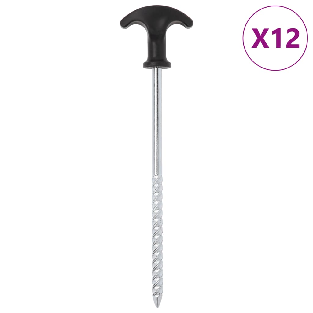 vidaXL Śledzie do namiotu, 12 szt., 20 cm, Ø7 mm, stal galwanizowana
