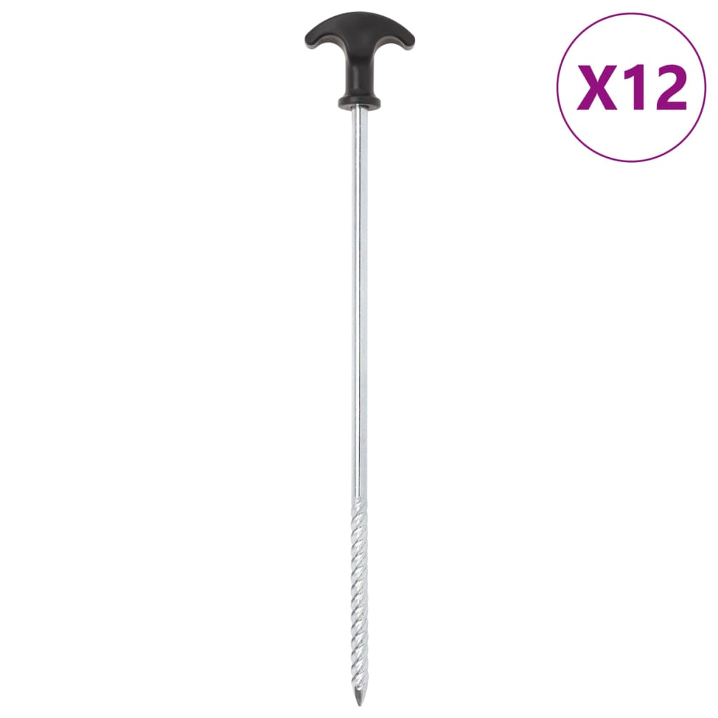 vidaXL Śledzie do namiotu, 12 szt., 30 cm, Ø7 mm, stal galwanizowana