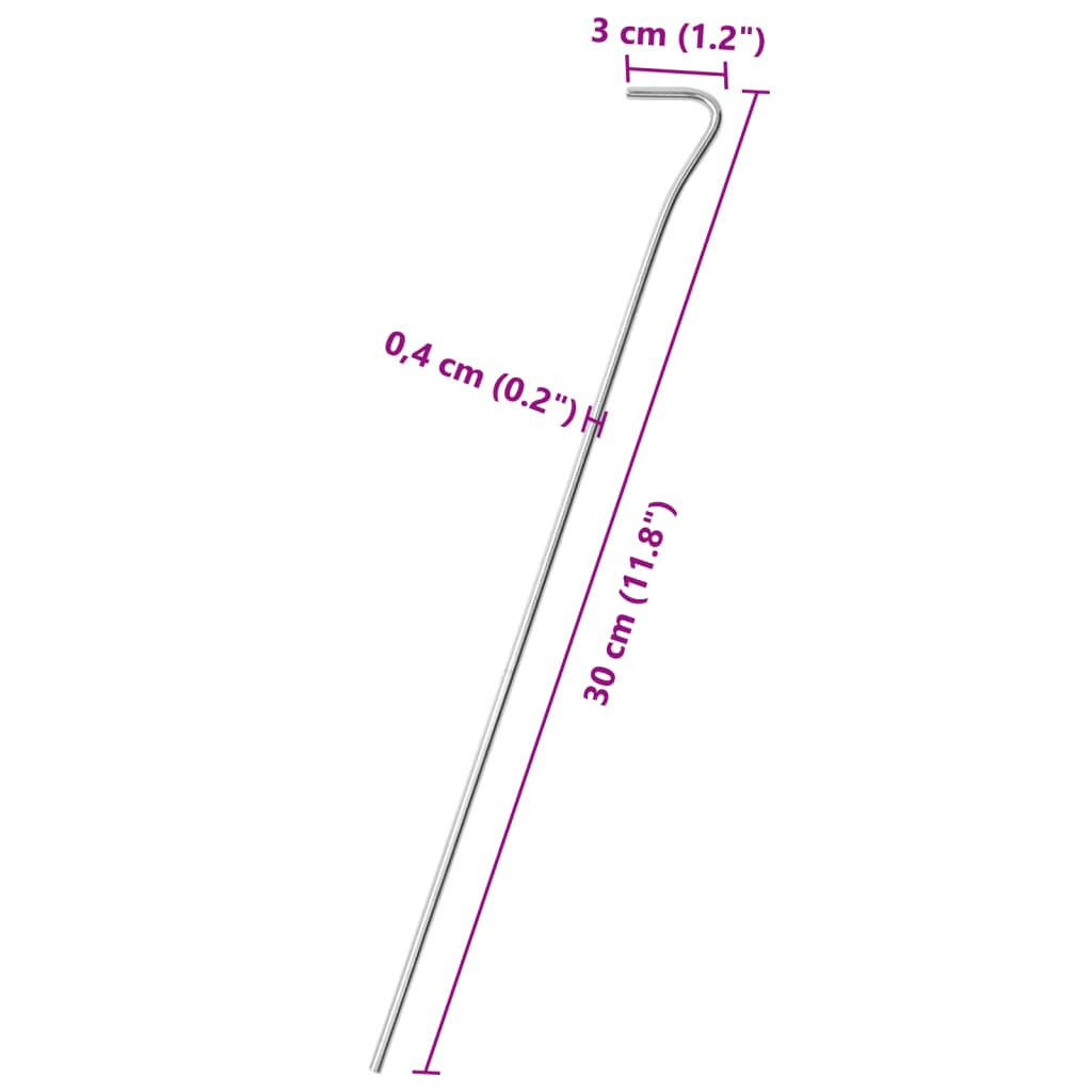 vidaXL Śledzie do namiotu, 25 szt., 30 cm, Ø4 mm, stal galwanizowana